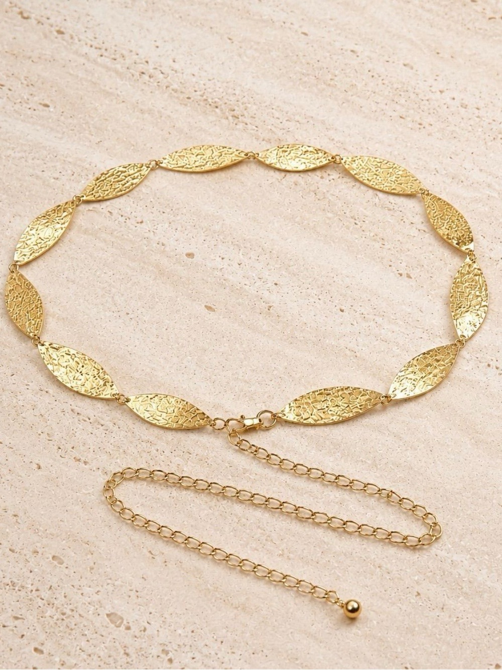 CURRENT!!! Elan Textured Gold Leaf-Link Chain Belt